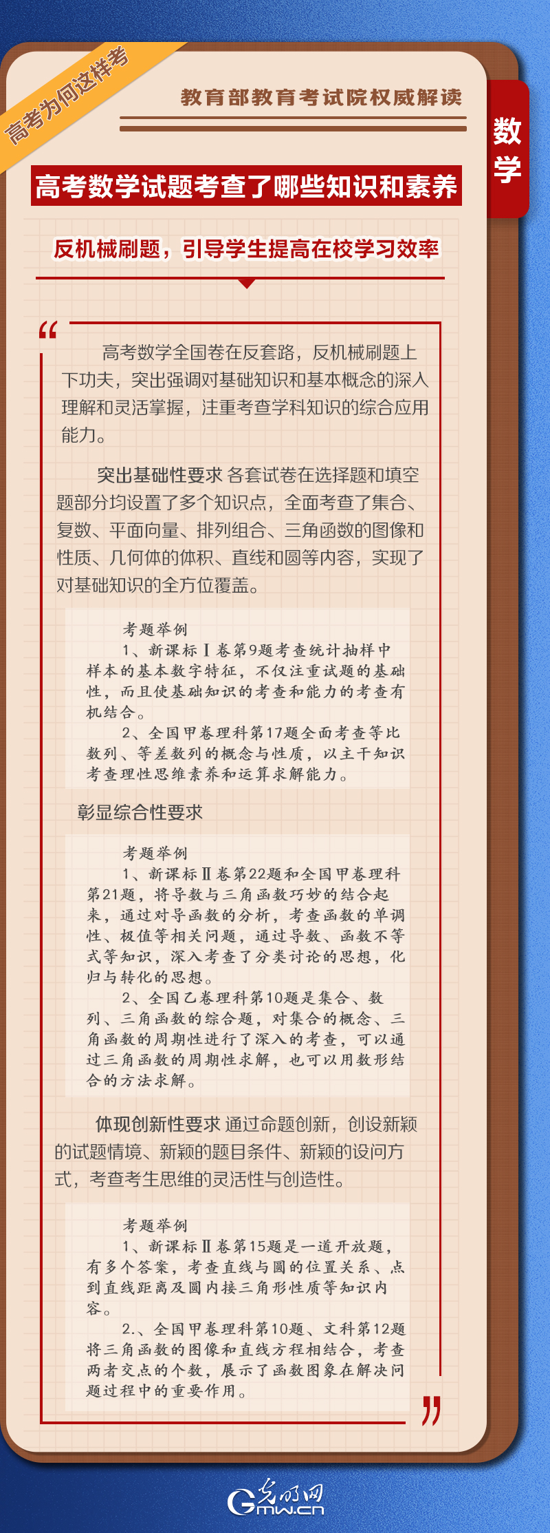 【高考为何这样考】学习卡丨2023年高考数学题考查了哪些知识和素养