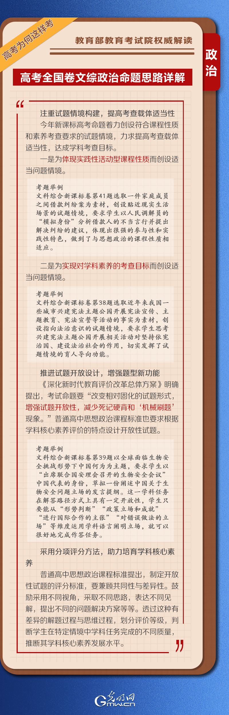 【高考为何这样考】学习卡丨2023高考全国卷文综政治命题解析来了