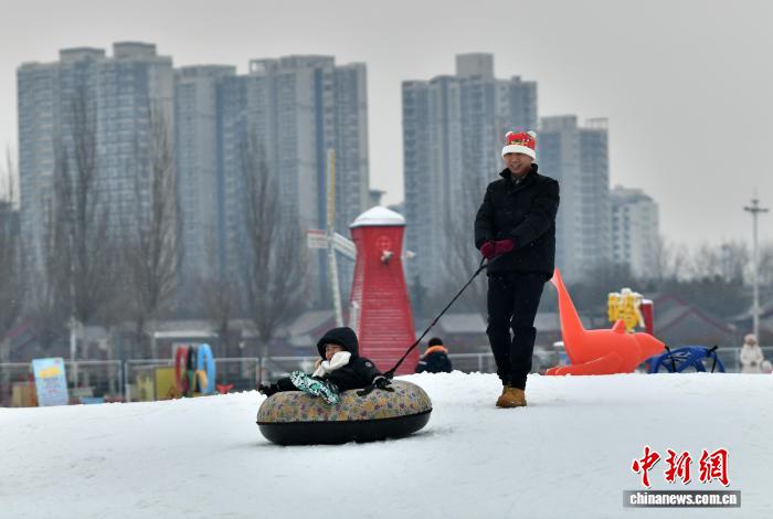 雪飘石家庄 民众乐享冬日雪趣